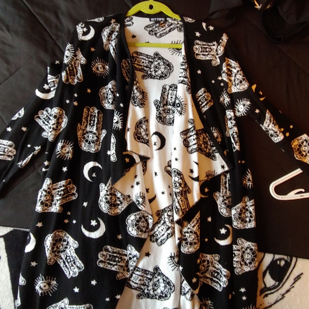 Hamsa print cardigan